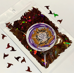 Magic Hat - Brown Holographic Glitter Shapes / 10mm / 1/2 oz. pouch / Sorcerer Witch Hat / Nail Art / Vacation Memento
