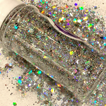 DISCO BALL HOLO Jumbo to Fine Glitter Mix / 1.75 oz. Bottle / Silver Holographic / Nail art / Chunky Opaque / Dazzling Bling