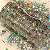 DISCO BALL HOLO Jumbo to Fine Glitter Mix / 1.75 oz. Bottle / Silver Holographic / Nail art / Chunky Opaque / Dazzling Bling