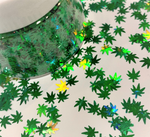 FOREST GREEN GANJA Leaf Holographic Glitter Shapes / 5mm Sequins / Hemp Cannabis Pot Leaf / Rave Party/ Marijuana Weed Glitter