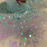 Frozen Ice Color Shift Chunky to Fine Glitter Mix / Baby Blue-Lavender / 2 oz Shaker Bottle