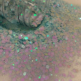 Frozen Ice Color Shift Chunky to Fine Glitter Mix / Baby Blue-Lavender / 2 oz Shaker Bottle