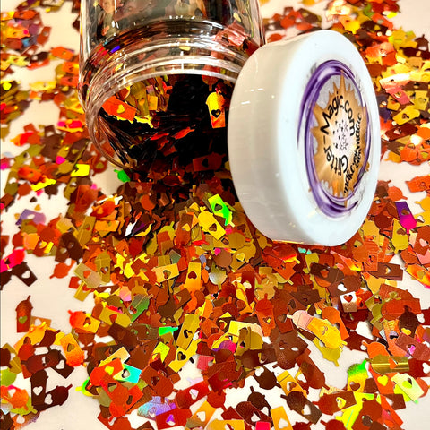 LATTE CUPS W Hearts - Holographic Glitter Shapes / 4x10mm / Gold, Orange, Brown / Fall Crafts / Nail Art / Coffee Lover /Snow Globe Tumblers