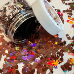 LATTE CUPS W Hearts - Holographic Glitter Shapes / 4x10mm / Gold, Orange, Brown / Fall Crafts / Nail Art / Coffee Lover /Snow Globe Tumblers