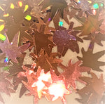 Smokin Rose HOLO Hemp Leaf Glitter Shapes / 5mm Ganja Cannabis Pot Leaf / Rose Gold Pink Holographic Marijuana Weed Sequins