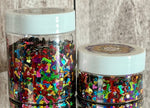 DOGGIE BONES Glitter Shape Mix / Stripe Holographic Rainbow Color / 1/3 or 1 oz. Jars / 3x7mm Nail Art / Snow Globe Shaker / Fur Babies