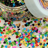 RAINBOW HEARTS Glitter Shape Mix / Stripe Holographic Colors / 1/2 or 1.25 oz. Jars / 4mm Nail Art / Snow Globe / D I Y Jewelry / Shakers