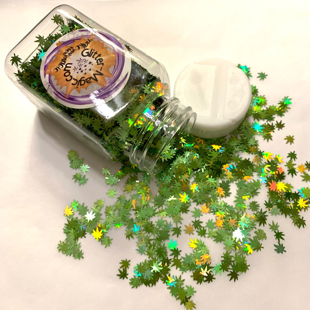 Spring Green Hemp Leaf Glitter Shapes / 5mm Holographic Cannabis / Pot –  Glitter-Magic.com