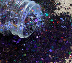 MALEFICENT Deep Purple Chunky HOLO Flash Glitter / 2 oz. Bottle / Holographic Nail Art / Solvent Resistant / Opaque / Tumblers