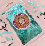 Teal Shark Glitter Shapes / 15mm / 1/3 oz. Pouch / High Flash Blue-Green / Sea Salt Life