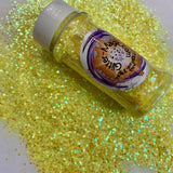Limoncello Mist Iridescent Chunky to Fine Mix or Extra-Fine Glitter / Lemon Yellow / Translucent / 2 oz Bottle / Bright Sunny Yellow