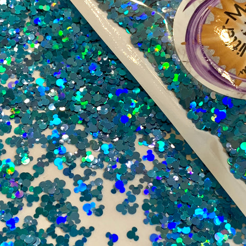 New! BLUE HOLO MOUSE Ears Glitter Shapes / 4mm / Holographic Opaque / Parties / Nail Art / Kids' Crafts / Vacation Memento