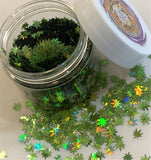 Spring Green Hemp Leaf Glitter Shapes / 5mm Holographic Cannabis / Pot Leaf / Rave / Marijuana Weed / Ganja Sequins