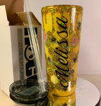 Honey Bee Tumbler - Stainless Steel Double-Walled Travel Cup with Lid / Queen Bees / Personalize