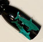 Teal Shark Glitter Shapes / 15mm / 1/3 oz. Pouch / High Flash Blue-Green / Sea Salt Life