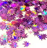 Lavender Hemp Leaf Glitter Shapes / 5mm Holographic Cannabis / Pot Leaf / Rave / Marijuana Weed / Ganja Sequins