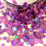 Lavender Hemp Leaf Glitter Shapes / 5mm Holographic Cannabis / Pot Leaf / Rave / Marijuana Weed / Ganja Sequins