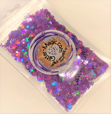 Lavender Hemp Leaf Glitter Shapes / 5mm Holographic Cannabis / Pot Leaf / Rave / Marijuana Weed / Ganja Sequins