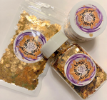 MIDAS TOUCH Ganja Leaf Glitter Shapes / 5mm Hemp GOLD Cannabis Pot Leaf / Black Light UV Visible / Marijuana Weed Sequins