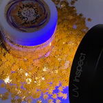 MIDAS TOUCH Ganja Leaf Glitter Shapes / 5mm Hemp GOLD Cannabis Pot Leaf / Black Light UV Visible / Marijuana Weed Sequins