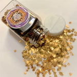 MIDAS TOUCH Ganja Leaf Glitter Shapes / 5mm Hemp GOLD Cannabis Pot Leaf / Black Light UV Visible / Marijuana Weed Sequins