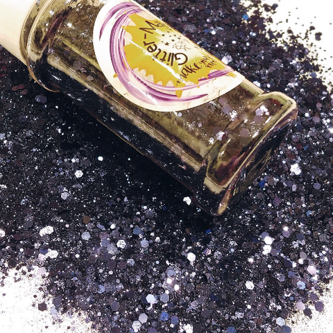 NOCTURNAL Chunky to Fine Glitter Mix / Midnight Opaque / 2 oz. Bottle / High-Flash INDIGO / Resin Art / Crafts