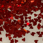 Red Hot Curved Hearts 4mm Holographic Glitter Shapes-1/2 oz. Jar / Opaque / Nail Art