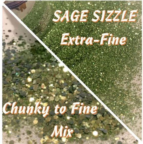 SAGE SIZZLE Fine or Chunky Mix Glitter / GREEN / Nail Art / Resin Art / Opaque