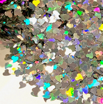 Silver Curved Hearts 4mm Holographic Glitter Shapes-1/2 oz. Jar / Opaque / Nail Art