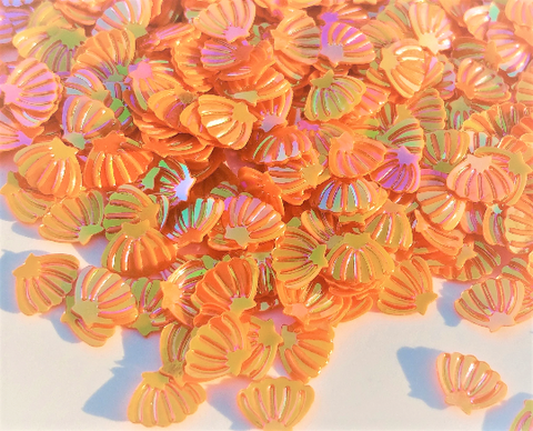 BAHAMA MAMA Sea Shell Glitter shapes / Orange Iridescent / 7x5mm / Tumbler Glitter / Scrapbooking Crafts / Ocean Beach Designs
