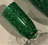 CROWN JEWEL Glitter / Green Holographic / 2 Cuts - Extra-Fine or Chunky to Fine Mix / Emerald Holo / Opaque / Pine Forest / Nail Art