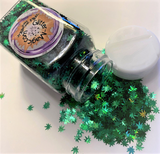 FOREST GREEN GANJA Leaf Holographic Glitter Shapes / 5mm Sequins / Hemp Cannabis Pot Leaf / Rave Party/ Marijuana Weed Glitter