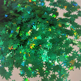 FOREST GREEN GANJA Leaf Holographic Glitter Shapes / 5mm Sequins / Hemp Cannabis Pot Leaf / Rave Party/ Marijuana Weed Glitter