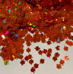 Fall Maple Leaf Red-Orange Holographic Glitter / 1/2 ounce jar / Crafts / 5mm Nail art
