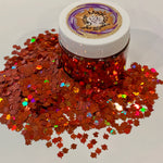 Fall Maple Leaf Red-Orange Holographic Glitter / 1/2 ounce jar / Crafts / 5mm Nail art