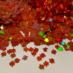 Fall Maple Leaf Red-Orange Holographic Glitter / 1/2 ounce jar / Crafts / 5mm Nail art