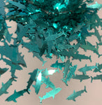Teal Shark Glitter Shapes / 15mm / 1/3 oz. Pouch / High Flash Blue-Green / Sea Salt Life