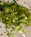 Bright Green Hemp Leaf Glitter Shapes / 5mm Cannabis Pot leaf / Black Light Glow UV Visible / Rave Party/Marijuana Weed Ganja Sequins