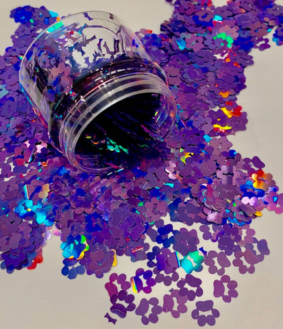 PURPLE HOLO PAWS Holographic Glitter  / 10mm Shapes / 1/2 oz. Jar / Fur Babies