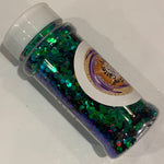 Dragon Sweat Color Shift Glitter / Jumbo Dragon Scales Design / Chameleon Green to Blue / 2 oz Shaker Bottle