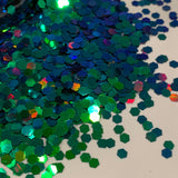 Dragon Sweat Color Shift Glitter / Jumbo Dragon Scales Design / Chameleon Green to Blue / 2 oz Shaker Bottle