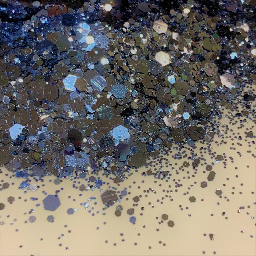Ceylon Sapphire Chunky Hex Mix Glitter / Beautiful Deep Blue-Gray