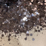 Hematite Chunky Mix Hex Glitter / 2 oz Shaker Bottle / Beautiful High Flash Gray / Masculine / Groom's Cup