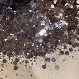 Hematite Chunky Mix Hex Glitter / 2 oz Shaker Bottle / Beautiful High Flash Gray / Masculine / Groom's Cup