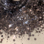 Hematite Chunky Mix Hex Glitter / 2 oz Shaker Bottle / Beautiful High Flash Gray / Masculine / Groom's Cup