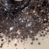 Hematite Chunky Mix Hex Glitter / 2 oz Shaker Bottle / Beautiful High Flash Gray / Masculine / Groom's Cup
