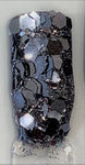Hematite Chunky Mix Hex Glitter / 2 oz Shaker Bottle / Beautiful High Flash Gray / Masculine / Groom's Cup