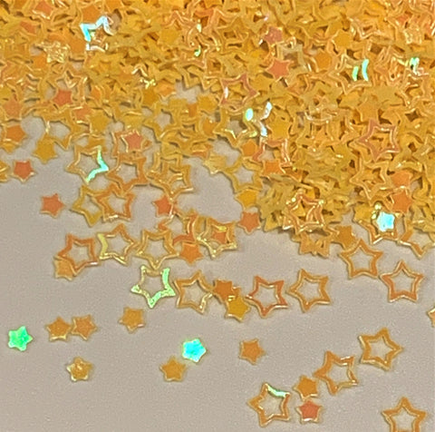 Dreamsicle Stars Iridescent Yellow  2 & 5mm Glitter Shapes / 1.25 oz Bottle / Opaque / Nail Art / Kids' Crafts