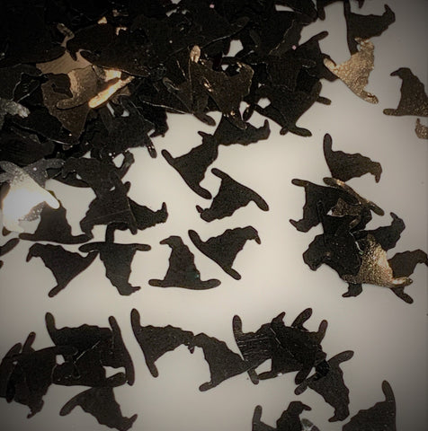 Black Magic Hat - Glitter Shapes 10mm/ 1/2 oz pouch / Wizard Sorcerer Witch Hat / Vacation Mementos