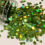 Spring Green Hemp Leaf Glitter Shapes / 5mm Holographic Cannabis / Pot Leaf / Rave / Marijuana Weed / Ganja Sequins